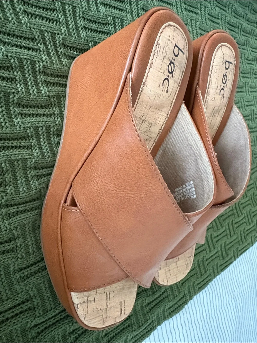 b.o.c. Tan Crossover Platform Slide Sandals